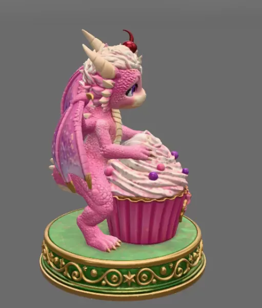 Cute Fantasy Dessert Dragon STL for 3D Printing — Фото 6 из 13