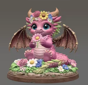 Cute Flower Dragon STL File 3D Print