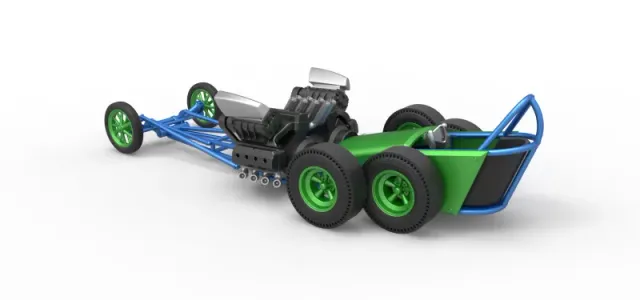 Diecast Front engine old school 6 wheeled dragster Scale 1:25 — Image 9 of 31