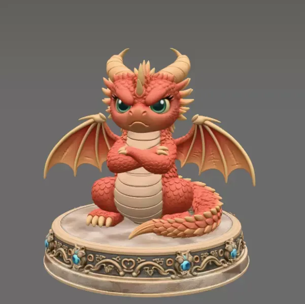 Grumpy Guardian Dragon STL File 3D Print — Фото 3 из 10