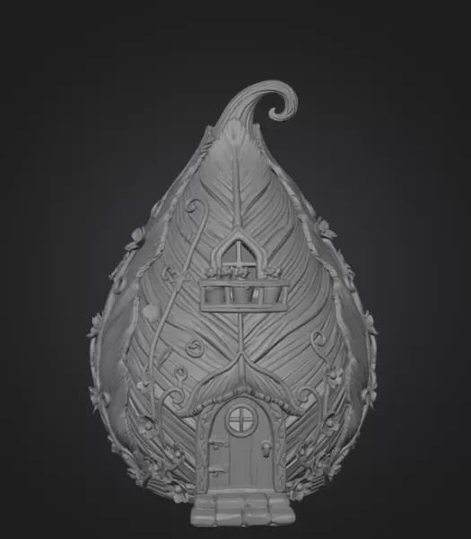 Enchanted Leaf Fairy House STL File 3D Printable Fantasy Cottage — Фото 8 из 11
