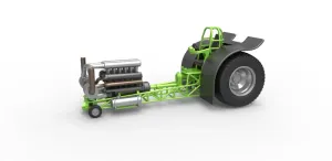 Diecast Pulling tractor with single turbo engine V12 1:25