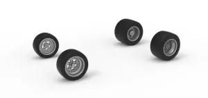 Wheel Set of Pavement Silver Crown Car Scale 1:25