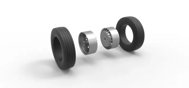 Rear wheel of racing semi truck Version 2 Scale 1:25 — Фото 10 из 12