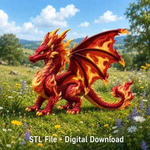 🔥 Inferno Flame Dragon STL File for 3D Print