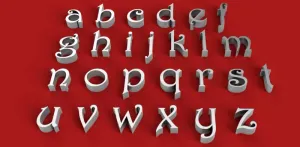 HARRINGTON font lowercase 3D letters STL file
