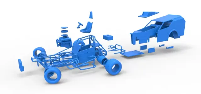 Vintage Dirt Modified stock car V7 while turning Scale 1:25 — Фото 28 из 31