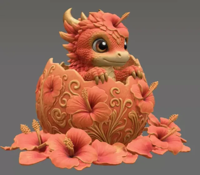 Hibiscus Hatchling Dragon STL File for 3D Print — Фото 12 из 17