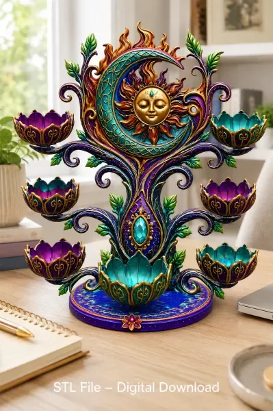 Celestial Sun and Moon Organizer STL File for 3D Print