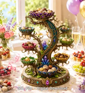 Enchanted Crystal Jewelry Tree STL File for 3D Print