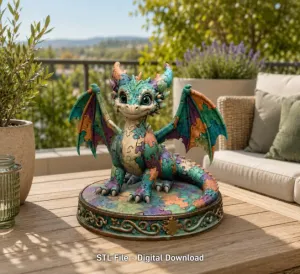 Colorful Kawaii Mosaic Dragon STL File for 3D Print