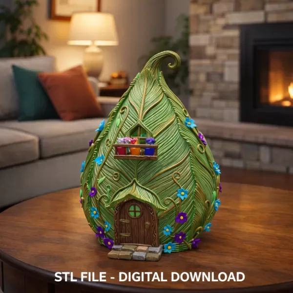 Enchanted Leaf Fairy House STL File 3D Printable Fantasy Cottage — Фото 2 из 11