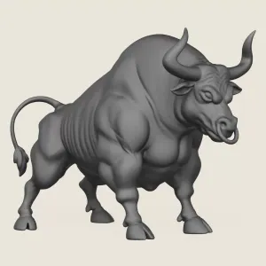 Muscular Young Bull Print Ready 3D Model