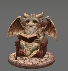 Wise Scholar Dragon STL File 3D Print