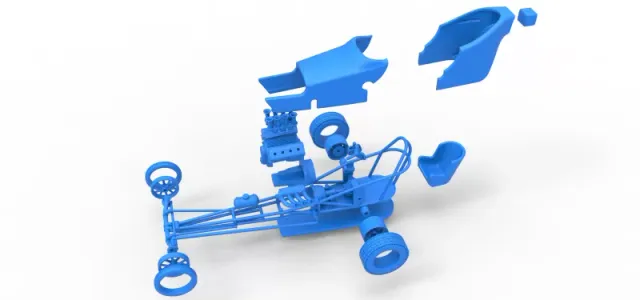 Front engine old school dragster with shell Version 5 1:25 — Фото 24 из 31