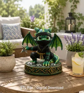 Cute Fantasy Ninja Dragon STL File for 3D Printing