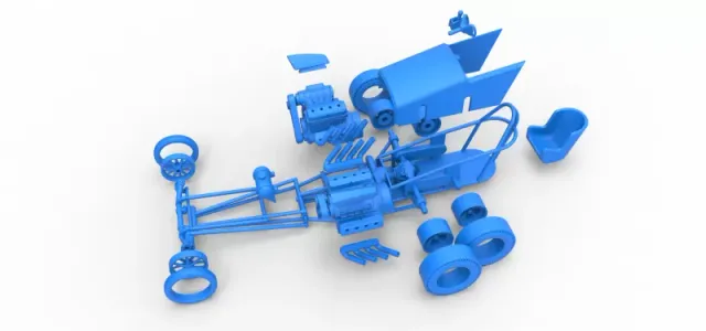 Diecast Front engine old school 6 wheeled dragster Scale 1:25 — Image 25 of 31
