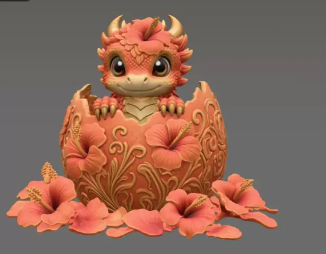 Hibiscus Hatchling Dragon STL File for 3D Print — Фото 8 из 17