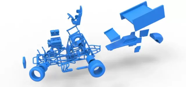 Vintage Winged Sprint car while turning Scale 1:25 — Фото 25 из 29