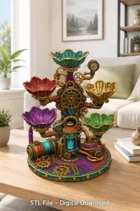 Steampunk Clockwork Bowl Organizer STL File for 3D Print