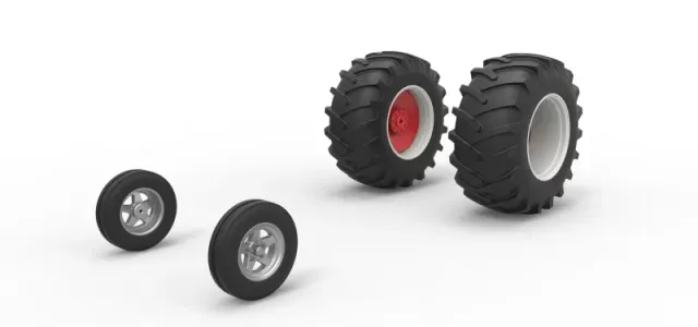 Wheel Set of Vintage Small block Pulling tractor Scale 1:25 — Фото 2 из 11