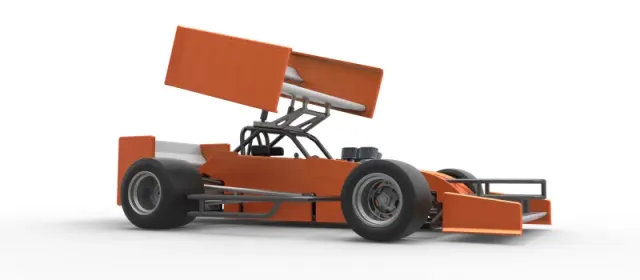 Supermodified front engine Winged race car V3 Scale 1:25 — Фото 25 из 31