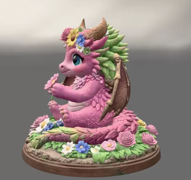 Cute Flower Dragon STL File 3D Print — Фото 4 из 12