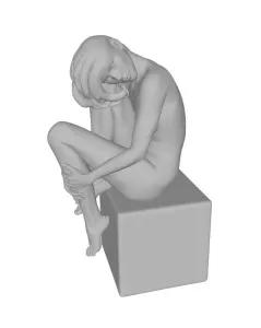 Girl on a square ottoman