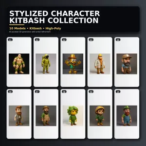 Stylized Character Kitbash Collection – High-Poly 3D Model Pack