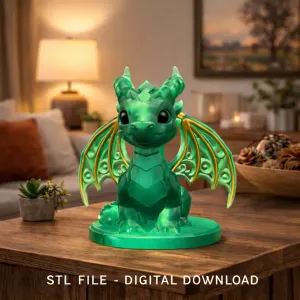 Cute Fantasy Smaragd Dragon – STL File 3D Printable Dragon