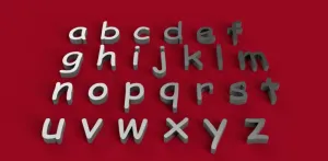 COMIC SANS font lowercase 3D letters STL file