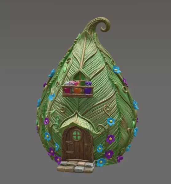 Enchanted Leaf Fairy House STL File 3D Printable Fantasy Cottage — Фото 3 из 11