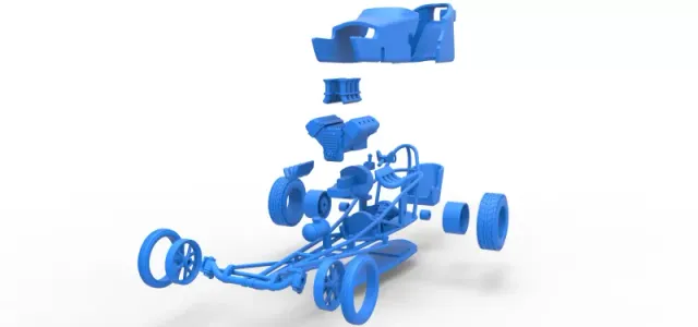 Front engine old school dragster with shell Version 5 1:25 — Фото 26 из 31