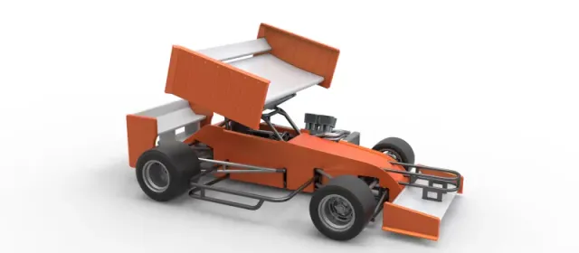 Supermodified front engine Winged race car V3 Scale 1:25 — Фото 24 из 31