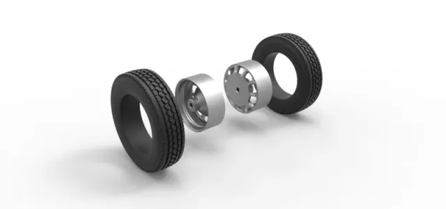 Diecast Rear custom wheel of semi truck Version 3 Scale 1:25 — Фото 10 из 12