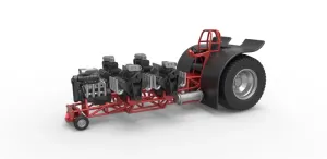 Diecast Pulling tractor with 5 engines V8 Version 2 Scale 1:25