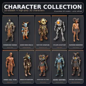 Mythic & Mech Character Collection – High-Poly Kitbash 3D Model