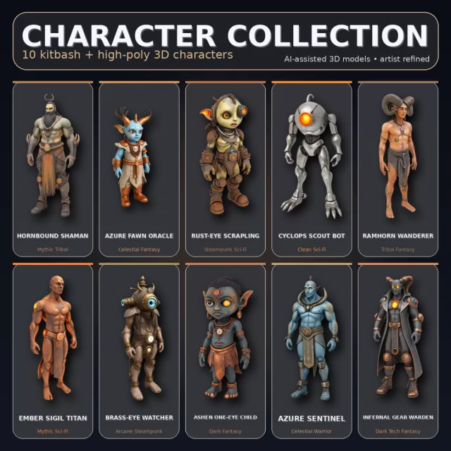 Mythic & Mech Character Collection – High-Poly Kitbash 3D Model — Фото 22 из 22
