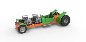 Diecast pulling truck 2wd Hot rod with two V8 Scale 1:25