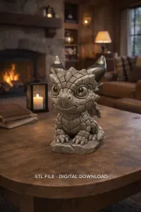 Baby Stone Dragon STL File 3D Printable Fantasy Dragon Figurine