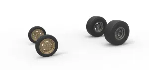 Wheel set of Vintage Front engine dragster Version 2 Scale 1:25