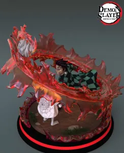 Demon Slayer Tanjiro and Rui 3D Printed Model