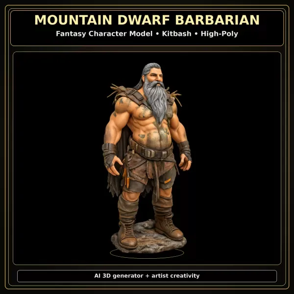 Fantasy Dwarf Warrior Pack – Fantasy Character Model Kitbash — Image 6 of 16
