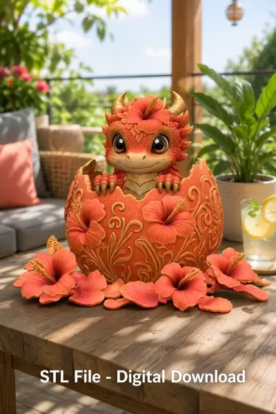 Hibiscus Hatchling Dragon STL File for 3D Print — Фото 2 из 17