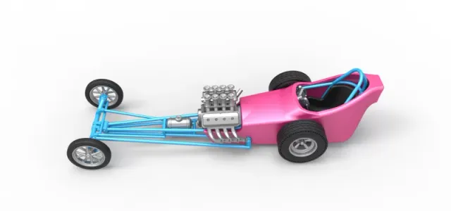 Front engine old school dragster with shell Version 5 1:25 — Фото 7 из 31