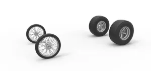 Wheel set of Vintage Front engine dragster Version 4 Scale 1:25