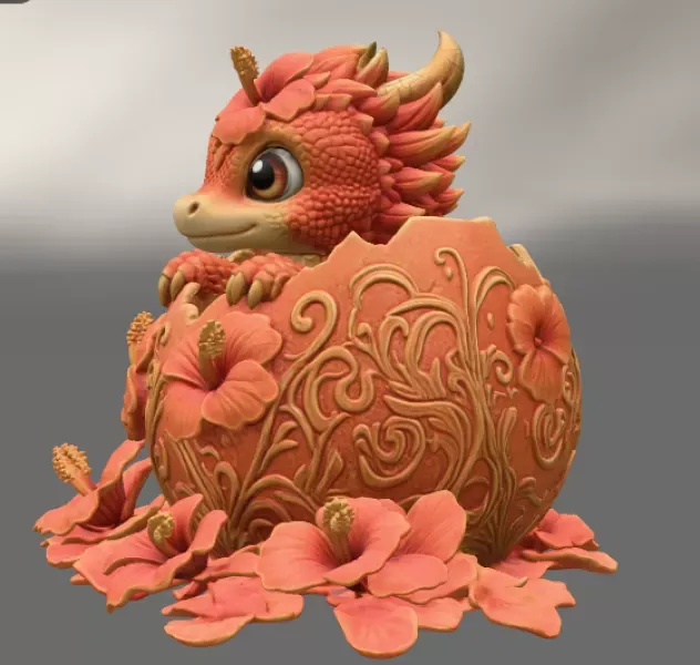 Hibiscus Hatchling Dragon STL File for 3D Print — Фото 9 из 17
