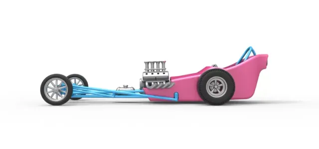 Front engine old school dragster with shell Version 5 1:25 — Фото 6 из 31