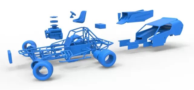 Vintage Dirt Modified stock car Version 4 while turning 1:25 — Фото 28 из 31