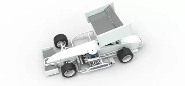 Supermodified front engine Winged race car V4 Scale 1:25 — Фото 4 из 30